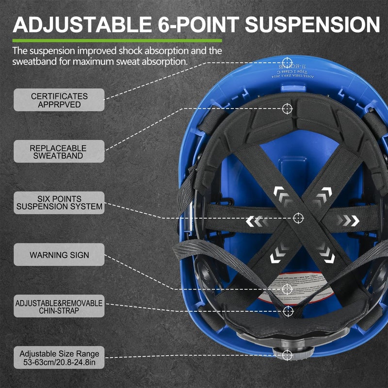 GREEN DEVIL Safety Helmet Construction Hard Hat ANSI Z89.1 Cascos De Construccion Vented ABS Work Hardhat for Men Women - Image 3
